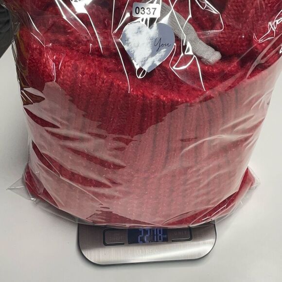 Aerie Offline Red and Gray Mixed Material Thick Knit Hoodie N0337 - Picture 8 of 8